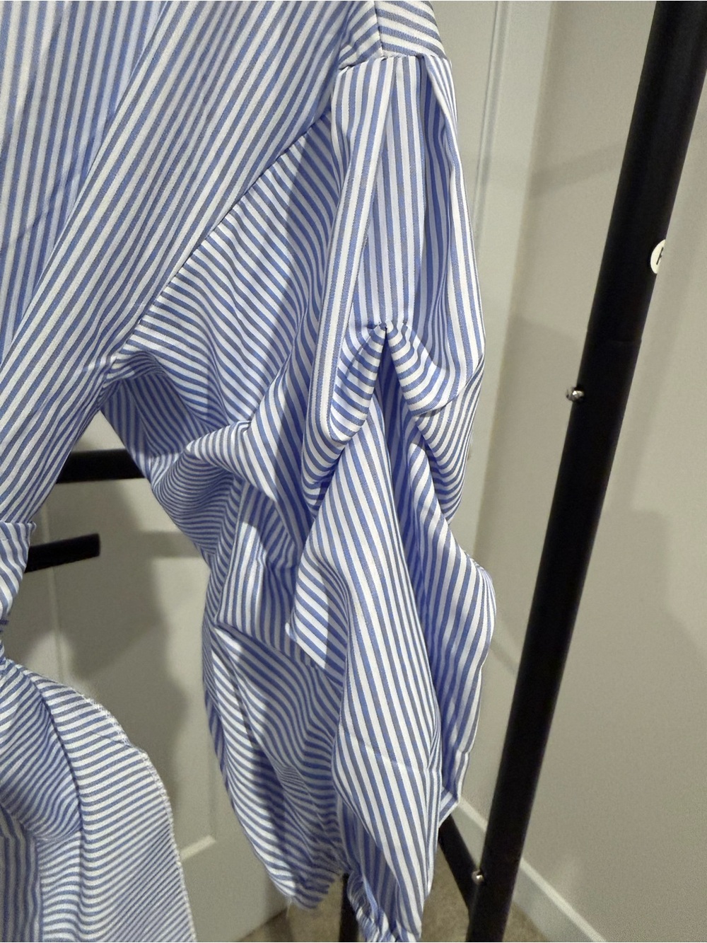 SHEIN Light Blue & White Pinstripe Wrap Midi Dress - Picture 3 of 6